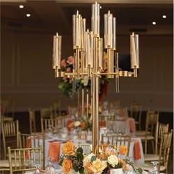 13 Braço Branca Óculos Metal Ouro Candelabra Casamento Metal E Cristal Candelabra Candadeira