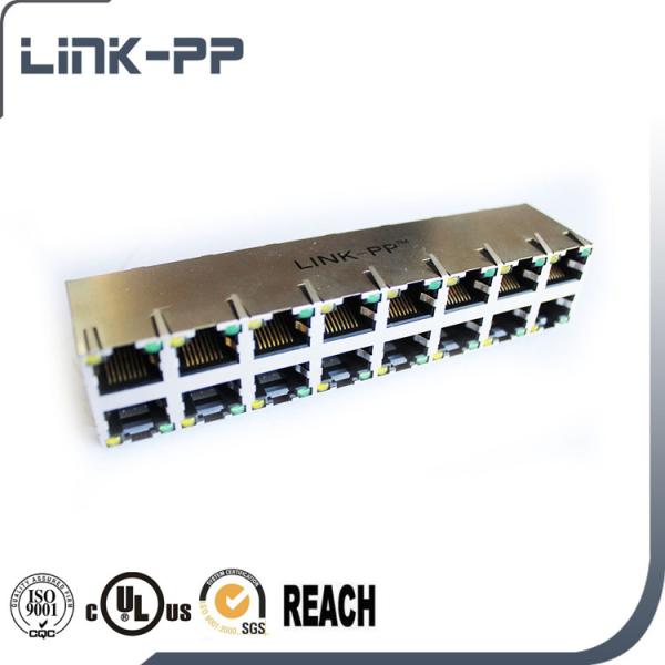 C850-2G8R-M9 Stacked 2x8 Conn Magjack 16Port 100 Base-T Rj45 Shielded EMI Finger