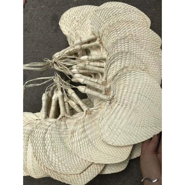 Y-Z Small Cattail Leaf Fan Woven Vintage Summer Paddle Wood Hand Held Fans Supplies Home Decor