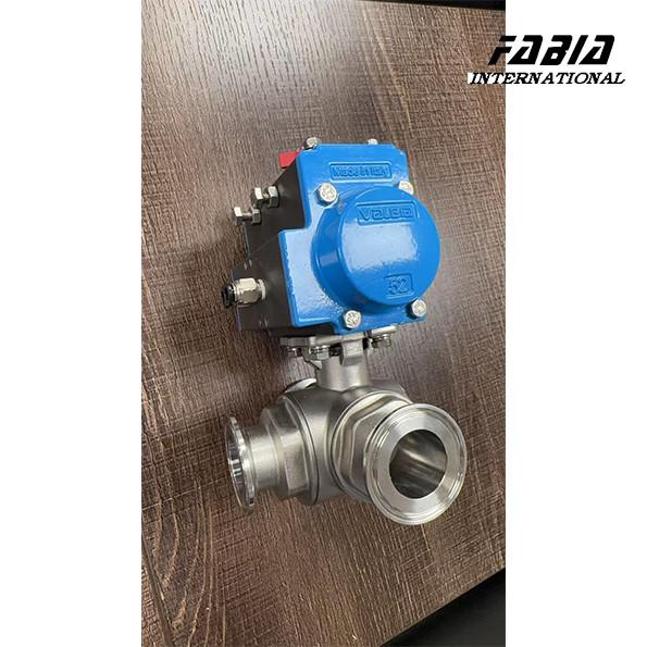 ステンレス鋼空気圧三方ボールバルブ L型 KF50サイズ クイックインストール用