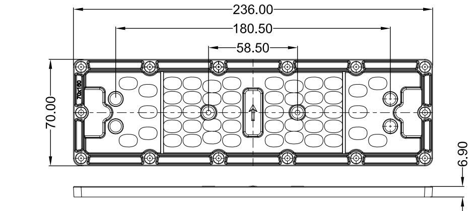 SMD3030 Plastic Street Light Lens , 48 in 1 70x160 Degree 236x70mm LED Lens Types