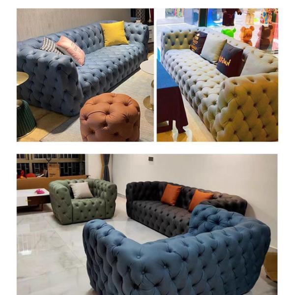 Botón del tirón de Sofa Chair Modern American Full de la sala de estar del paño del terciopelo