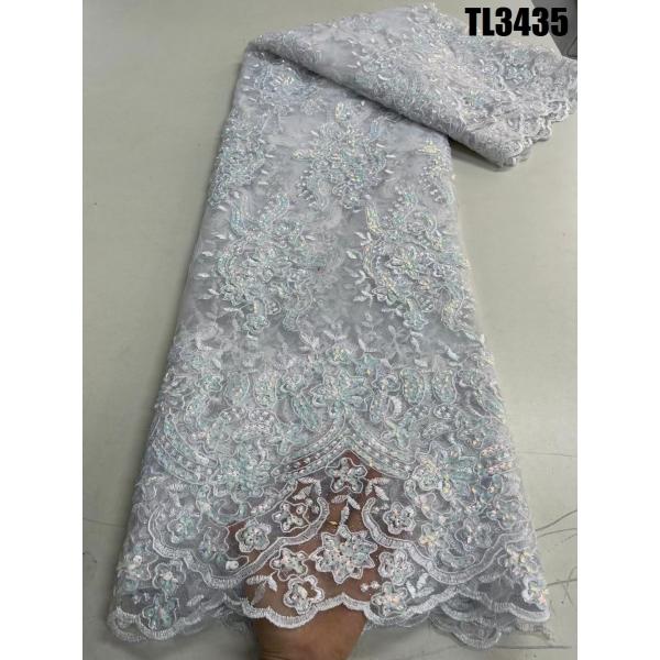 2023 Nigeria Best selling emerald green flowers embroidery African tulle net lace fabric for party dress