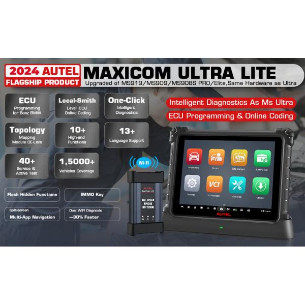 Autel MaxiCOM Ultra Lite S Автомобильный диагностический инструмент Поддержка ECU Программирование/кодирование Топология Картирование и управляемая функция