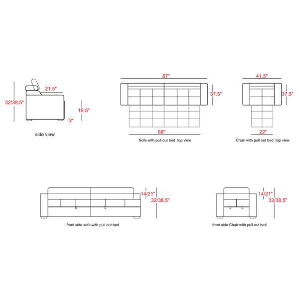 Ingleside 1P home furniture leather small sofa set sleeper sofas chaise lounge chair sofa