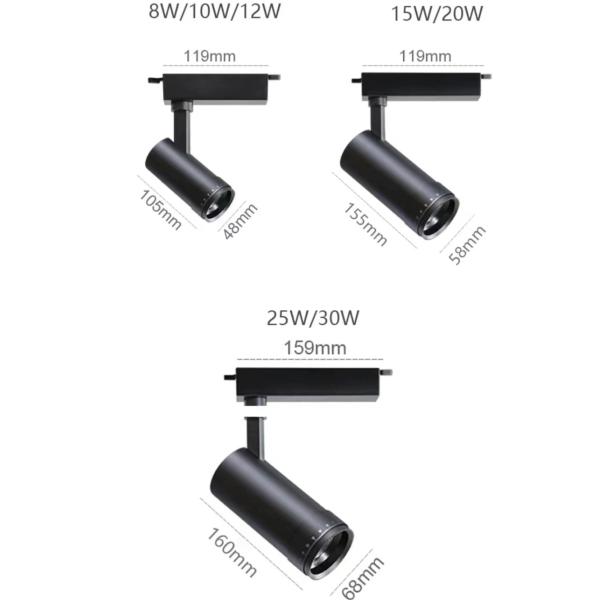 10-60 Degree Zoomable Lens Track Light for Modern Design Style Museum Exhibition Hotel