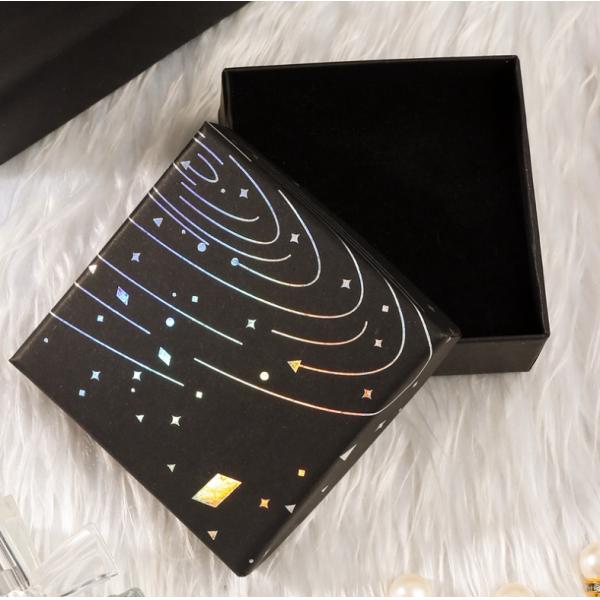 Rectangle Small Jewelry Packaging Boxes Earrings Luxury Paper Gift Box Black