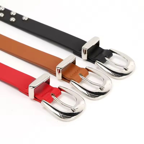 Manufacture Price Women Alloy Buckle PU Strap Studded Rivet Waist Belt Decorative Handmade Waistband Casual Waist Belt