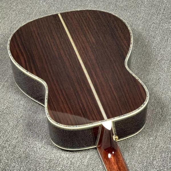 Custom Martin Style OM Style 42 Solid Spruce Cedar Top Acoustic Guitar Real Abalone Inlay with Vintage Gold Tuner