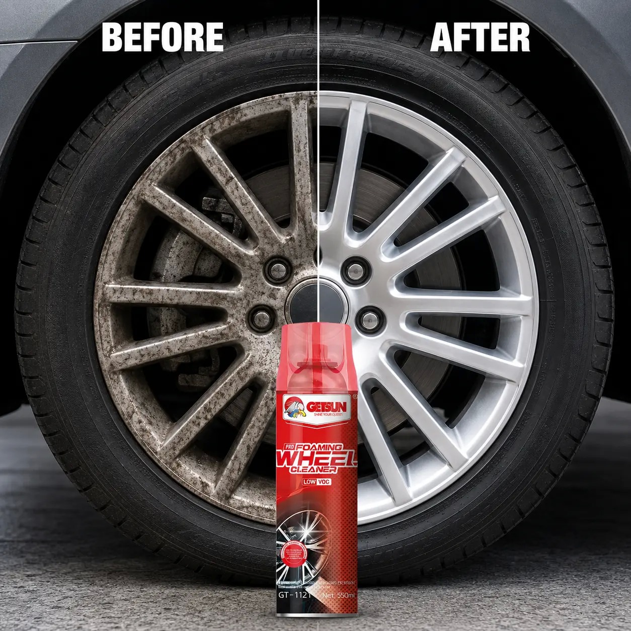 GETSUN 550ml Foaming Wheel Cleaner Spray for Cars Trucks and Motorcycles