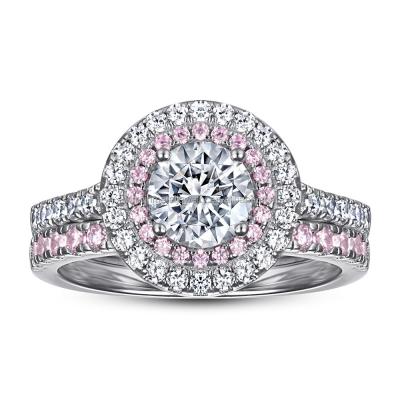 925 Sterling Silver Bridal Ring Sets Round Cut CZ Engagement Wedding Rings For Her