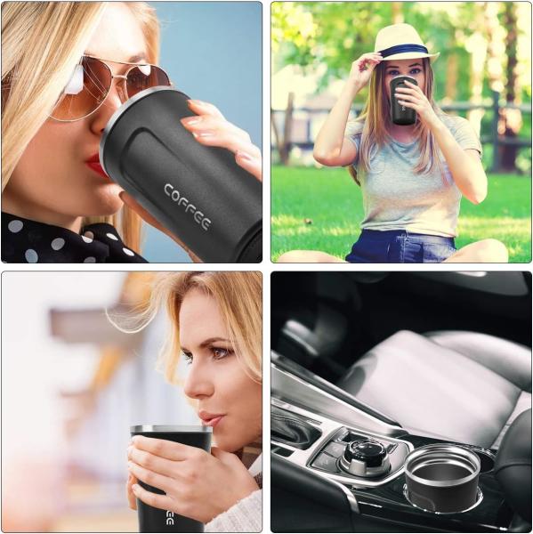 12oz Double Wall SS Vacuum Insulation Cup With Leak Proof Lid Reusable Frosted Coffee Mug
