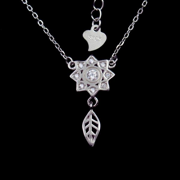 Applique Shape AAA Zircon 925 Silver Necklace For Children Birthday Present