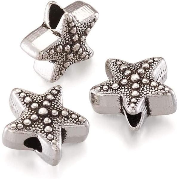 прокладка серебряных морских звёзд антиквариата 50Pcs животная отбортовывает тибетскую морскую жизнь 10x11mm океана металла