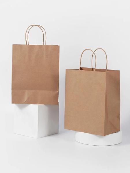 Twisted Handle Brown Paper Bags Brown Kraft Shopping Bags Lightweight