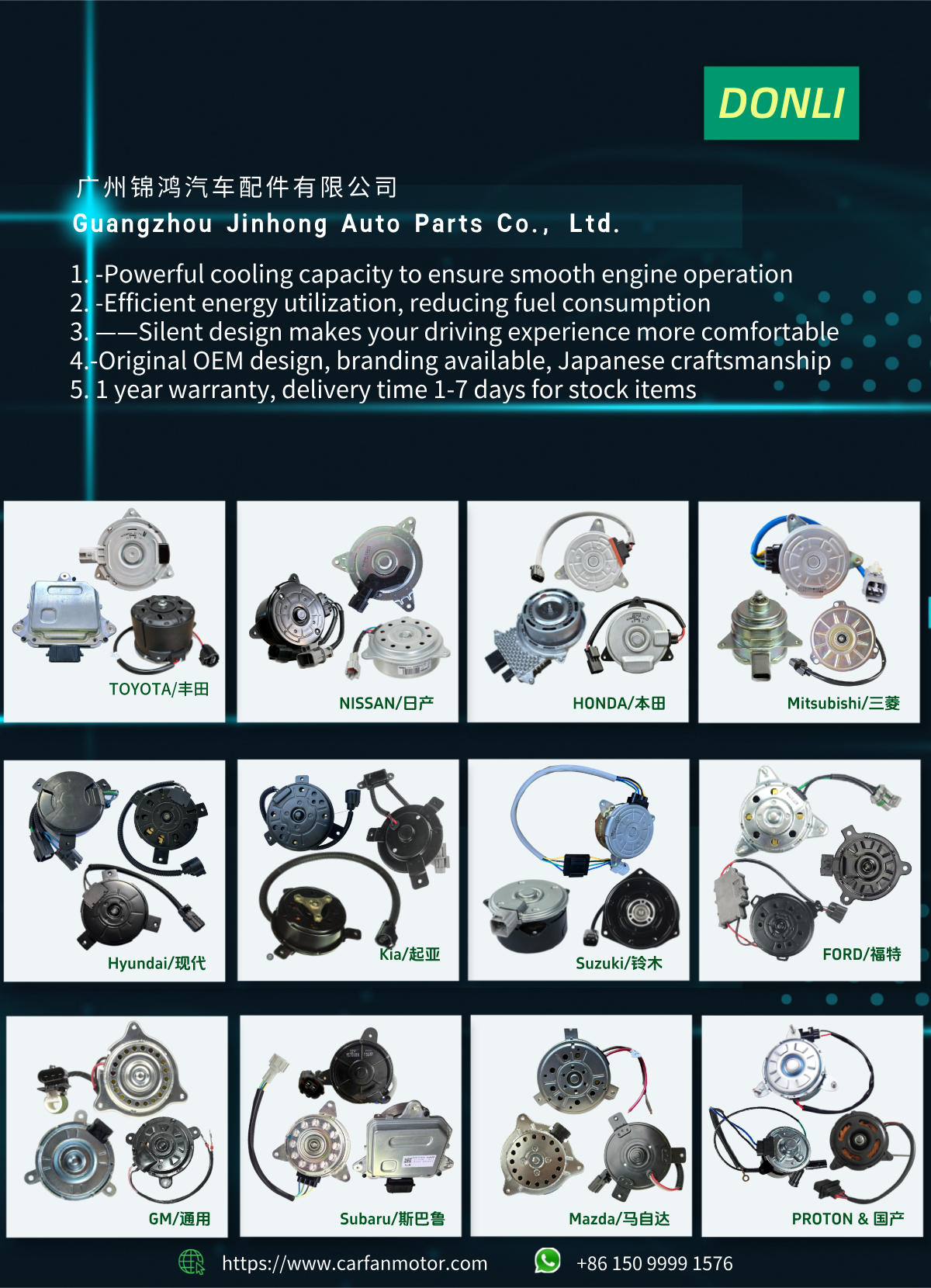 Parts# 19030-5PA-A01 190305PAA01 Electric Fan Motor for