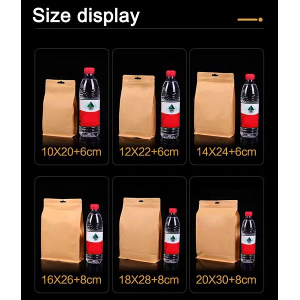 Oem Kraft Paper Food Resealable Paper Pouches With Window