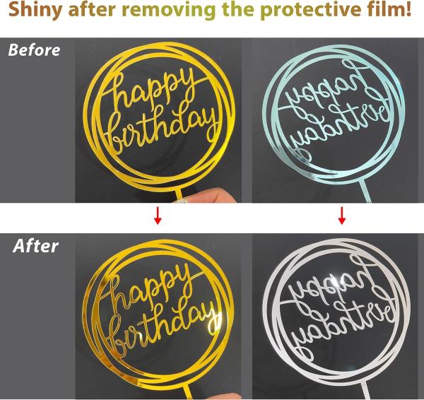 Birthday Cake Topper Set, Double-Sided Glitter, Acrylic Happy Birthday Cake Toppers/Cupcake Toppers, Birthday Decor