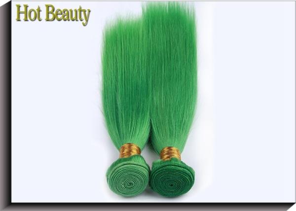 Green 100% Remy Virgin Human Hair , Straight Peruvian Weave Bundles