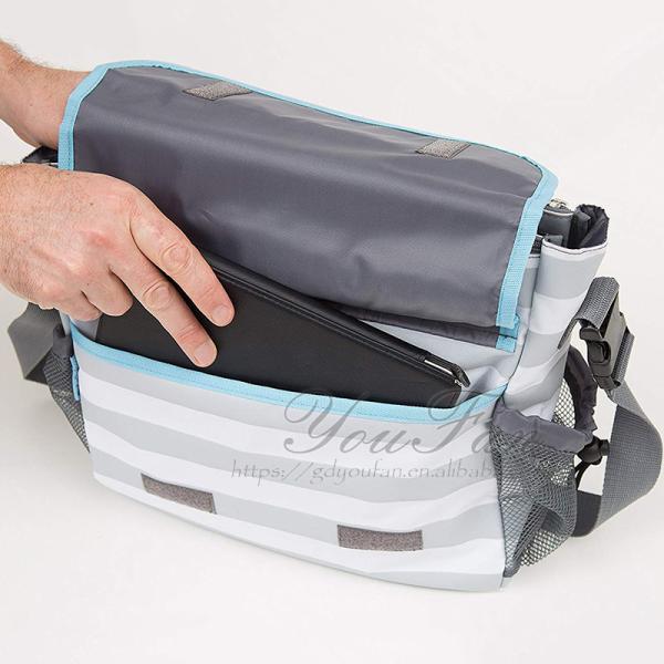 Stylish Grey Stripe Nappy Organizer Diaper Tote Bag