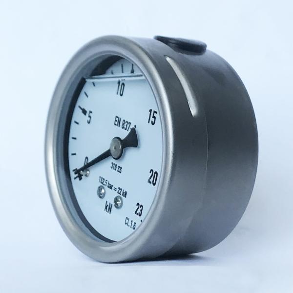 2.5 23 KN Liquid-filled Manometer 316 SS Tube/Socket All Stainless Steel Pressure Gauge for Chemical Industries