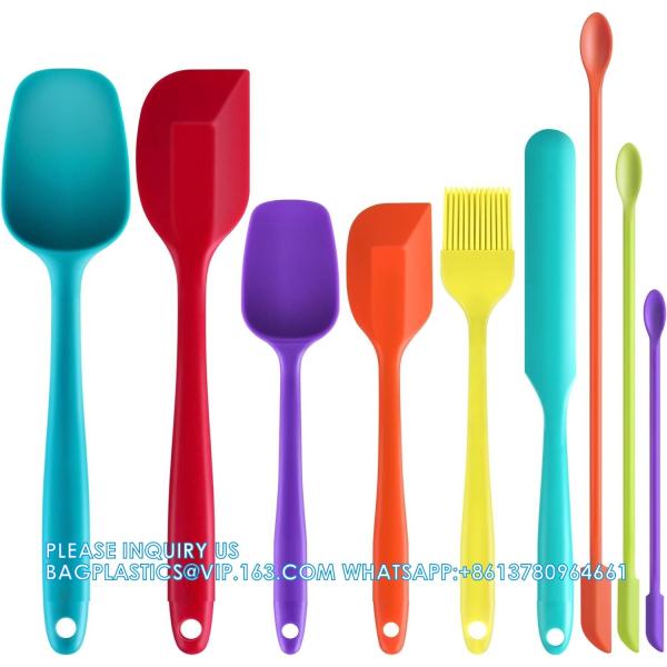 Silicone Rubber Spatula Set, For Cooking & Baking, Dishwasher Safe, 5pcs Spatula + 5pcs Measuring Spoon