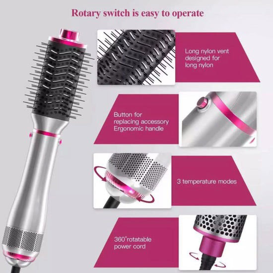 Women's Ionic High Speed Outdoor Salon Hair Dryer Brush Straightener Curler Massager Rapid Warming Volumizer 1200W Hotel & RV