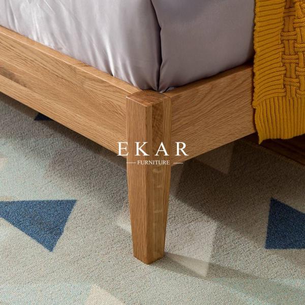 New Modern Simple Design King Size Oak Solid Wood Bedroom Furniture Nordic Bed