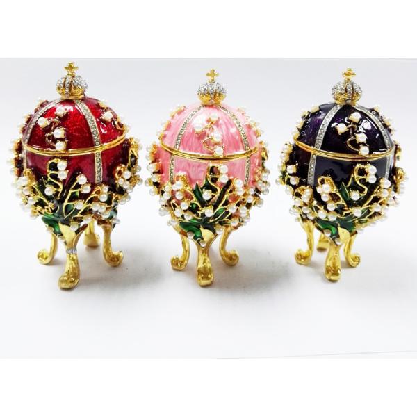 Enameled Easter Egg Jewelry Box wholesale easter egg metal Faberge Egg Jewelry Boxes Trinket Boxes decor metal gift