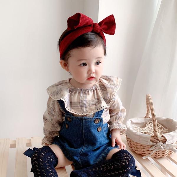 Headwear baby kids bow hair wide elastic accessories solid color girls headband OEM logo