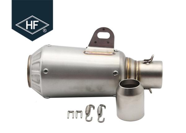Round Short Motorcycle Exhaust Muffler Pipes With Straight Through Perforated Core