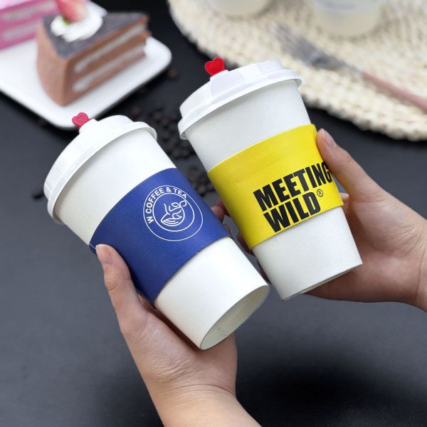 Full Color Printed Eco-Friendly Recycled Kraft Double Wall Corrugated Paper Cup Sleeves