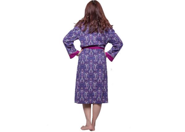 Purple Single Jersey Womens Summer Nightwear Cotton Long Night Robe With Solid Binding