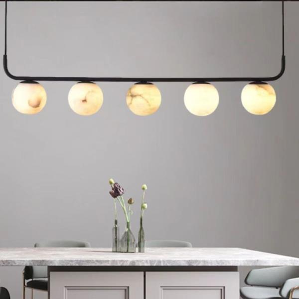 Wholesale Iron Modern Restaurant Pendant Lamp For Bedroom Bedside Dinning Room Luxury Alabaster Marble Ball Pendant Light