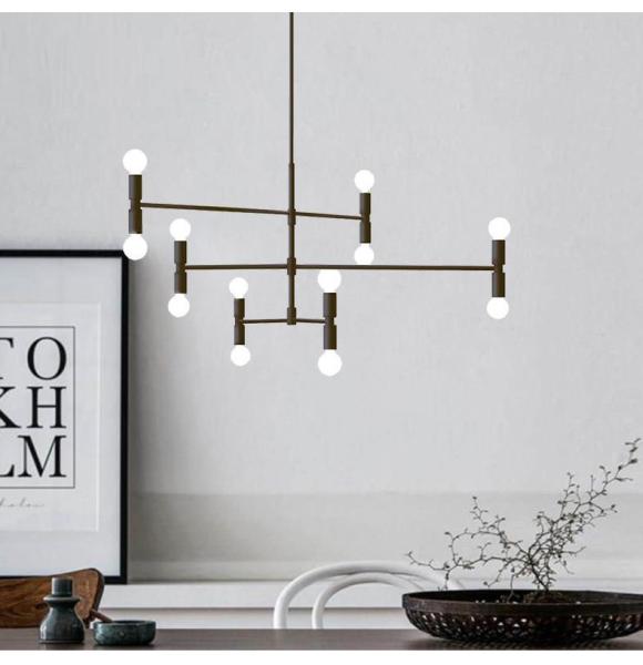 Postmodern chandelier Black Gold Adjustable whirling Indoor lounge room Atomium Chandeliers(WH-MI-342)