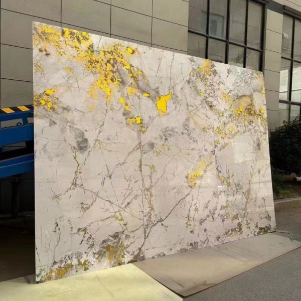 WYC Modern 3D Marble PVC Wallpaper Glossy Gold Self-Adhesive Easy Peel Waterproof Bathroom Bedroom Wall Decor Classic Style