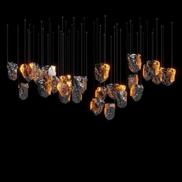 Crystal Volcanic Rocks Large Chandelier Commercial Space Hall Residential Villa
