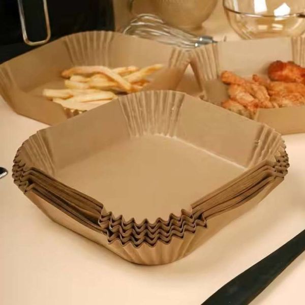 High Temperature Air Fryer Safe Paper Greaseproof Square Baking Liners Customized