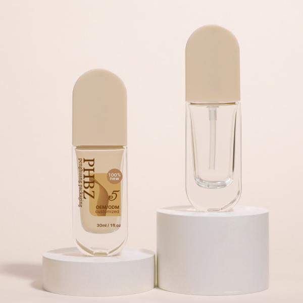 Glass Liquid Foundation Bottles 30ml Elliptical Shape Liquid Cream Lotion Bottle
