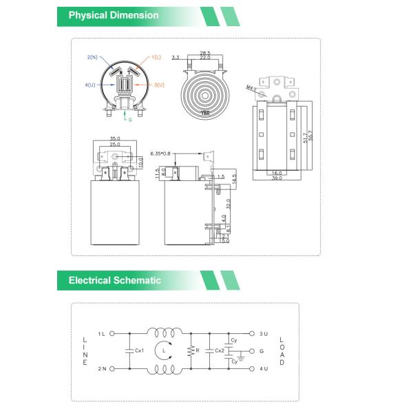 YB16T5 Белый пластиковый корпус EMI фильтр 220V 16A Силовой фильтр для стиральной машины