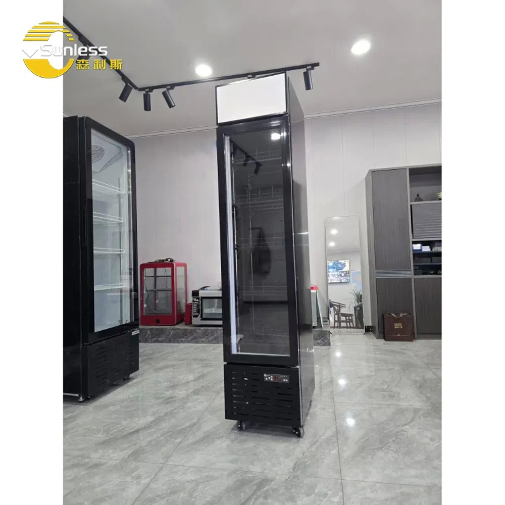Lockable Double Door Display Refrigerator Supermarket Upright Beverage Fridge 900L