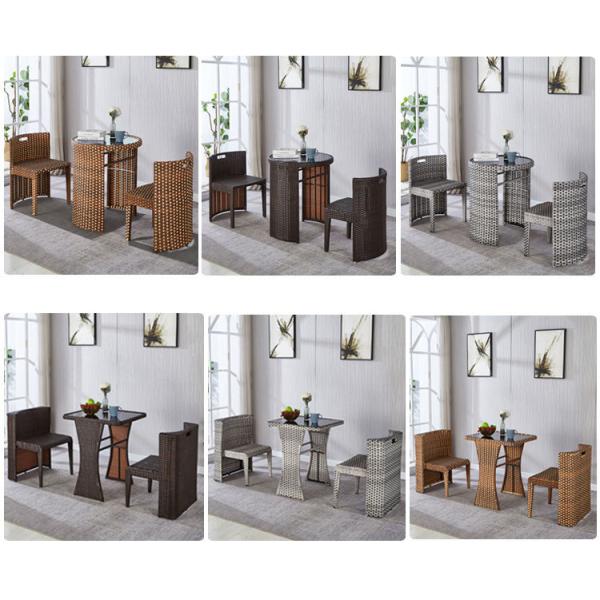 Outdoor Rattan Furniture for Coffee Shop Tempered Glass Top Table and Chair Set