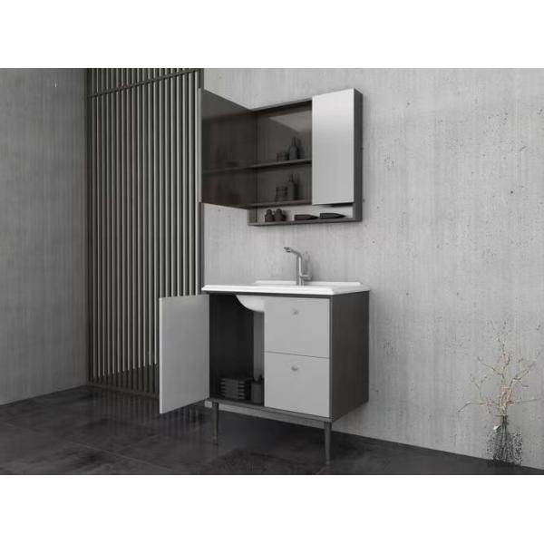 Modern Wall Hung Design Bathroom Vanity Cabinet with Acrylic Door Panel and Stone Top