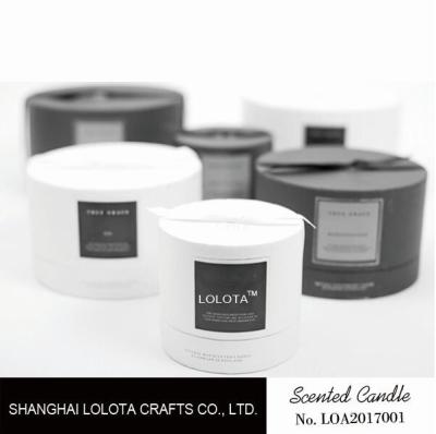 Round Rigid Gift Box Packing Scented Soy Candles With Black Label Stick