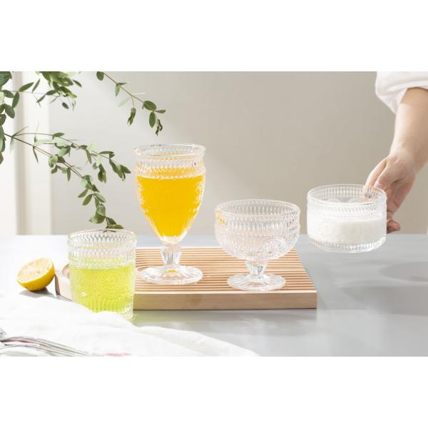 Ice Cream Vintage Glass Dessert Bowls Embossed 11 Oz Machine Pressed 315ml