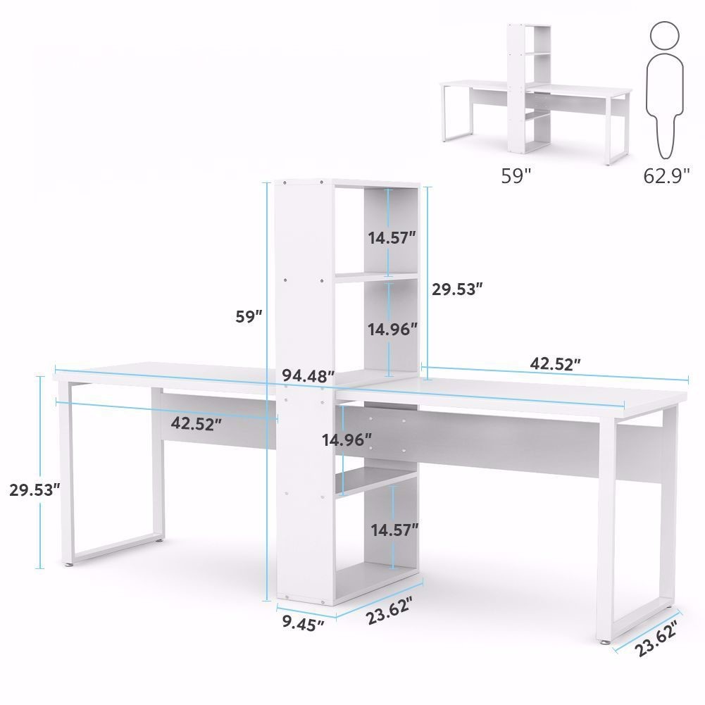 Modern Soho Computer Desk with Book Shelves Standard and Customized
