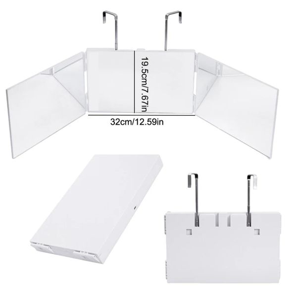 360 Degree Mirror with LED 3-Way Mirror Hair Self Cutting 3 Sides Folding Makeup Mirror with light(WH-MR-86)