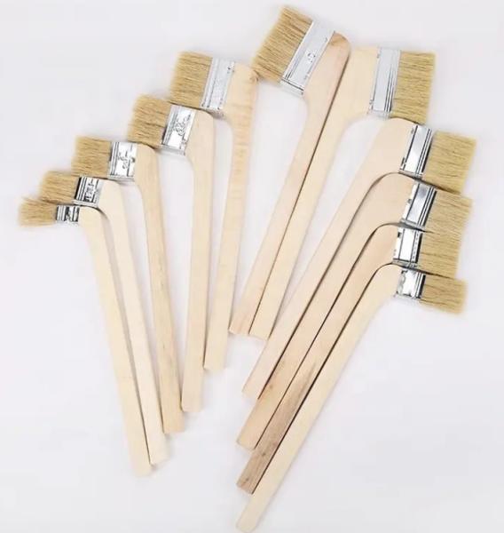 Industrial Grade Curved Handle Paint Brush 1.0inch-4inch Long Wooden Bent Head for Dust Sweeping Boat Painting