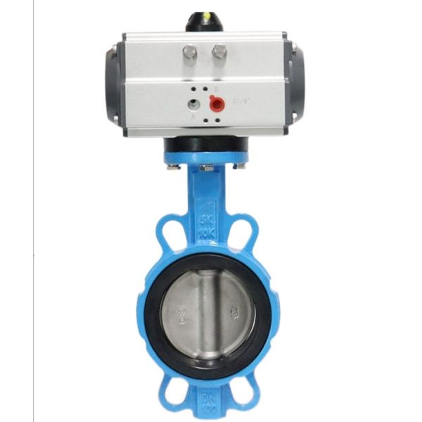 Wafer Type Pneumatic Butterfly Valve DN50-DN400 EPDM Soft Seal Ductile Iron Automatic Water Treatment Butterfly Valve
