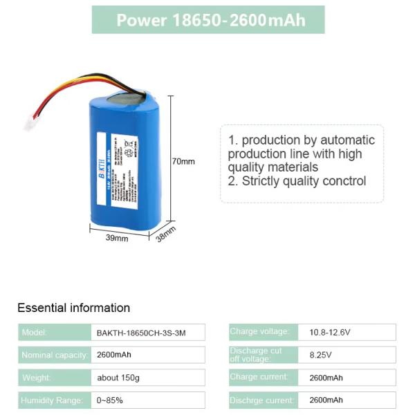 18650CH-3S-3M 10.8V 2600mAh Batería de iones de litio con alta tasa de descarga Batería de iones de litio para electrónica de consumo